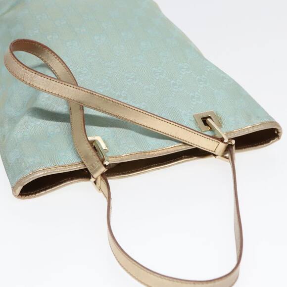 GUCCI GG Canvas Tote Bag Light Blue Gold 002 002 - Picture 6 of 16